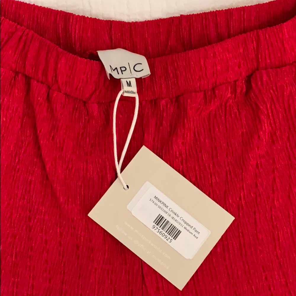 Red minkpink crinkle cropped pant